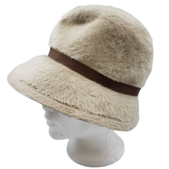 Vintage Retro Cloche Style Hat Ribbon Band Eaton's French Room Cream Brown - Picture 1 of 9